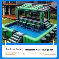 Aufblasbare PVC-Wasserbar mit Netz, Schwimmbad-Sofa, schwimmender Partytisch, Lounge-Liege mit Sonnenschutz für gewerbliche Nutzung