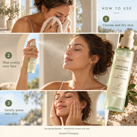 Brume hydratante et rafraîchissante au squalane et à l'acide hyaluronique, marque privée coréenne, 2-en-1, brume fine pour le visage, fabricant OEM ODM de produits de soin.