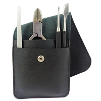 Accessoires de coupe-cuticules en acier inoxydable avec étui en cuir PU, outils de pédicure puissants pour les pieds