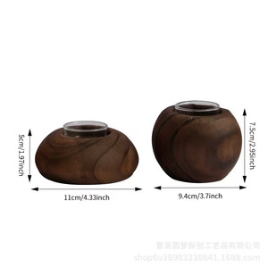 Cross-border wooden candlestick, simple round <b>candle</b> <b>holder</b>, <b>candle</b> cup, Christmas wedding, wedding cafe decoration. - Product Image 4
