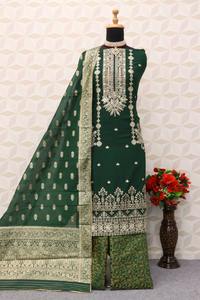 Nouvelle collection de costumes Salwar pakistanais en georgette semi-cousue avec broderie et paillettes disponibles à un prix de gros abordable - Product Image 6