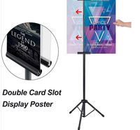 Vente en gros de trépied réglable bannière chevalet support cadre en fer bruant portable présentoir pour affiches présentoir publicitaire noir