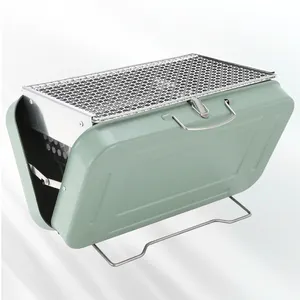 Último diseño estufa de camping al aire libre portátil plegable maleta de carbón estilo barbacoa parrilla