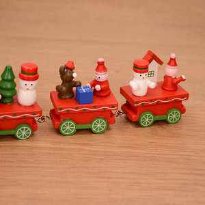 New Arrival 3 Carriage Christmas <b>Wooden</b> <b>Train</b> Ornament Kids Toy Holiday Gift Window Display Handicraft Party Decoration Factory - Product Image 2