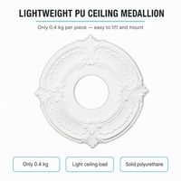 Médaillon de plafond en PU léger 0,4 kg, roseau de plafond sculpté rond, panneau central pour lustre et éclairage de plafond