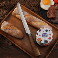 Couteau à steak professionnel de haute qualité en acier inoxydable 420, lame dentelée, manche en noyer noir, passe au lave-vaisselle, coupe-pain et coupe-gâteau