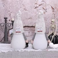 Ensemble de 2 gnomes lumineux fantaisistes pour Halloween, décor rayé noir et blanc mignon pour fête d'automne