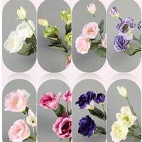 Bunga Eustoma Lisianthus Sutra Buatan Murah Grosir 4 Tangkai untuk Dekorasi Meja Pusat di Rumah, Pernikahan, dan Pesta