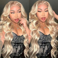 Perruque 13x4 HD transparente, cheveux vierges alignés, blond miel, ondulée, haute qualité