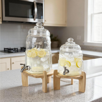 Distributeur de boissons en verre écologique classique, verre transparent de qualité alimentaire, 3,8 L, 5,8 L, distributeur de jus avec support et robinet pour la cuisine