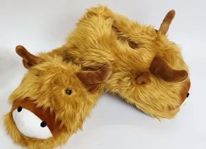 Chaussons bottes d'intérieur antidérapants en peluche douce et moelleuse motif vache des Highlands pour femme et <span class=keywords><strong>homme</strong></span>, collection hiver - Product Image 5