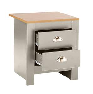 Mesita <span class=keywords><strong>de</strong></span> noche <span class=keywords><strong>de</strong></span> madera para dormitorio, cajones <span class=keywords><strong>de</strong></span> almacenamiento, acabado moderno gris - Product Image 3