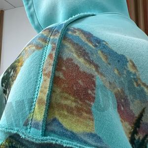 Sweat à capuche zippé surdimensionné délavé pour hommes, imprimé de poches kangourou lourd personnalisé du fabricant - Product Image 3