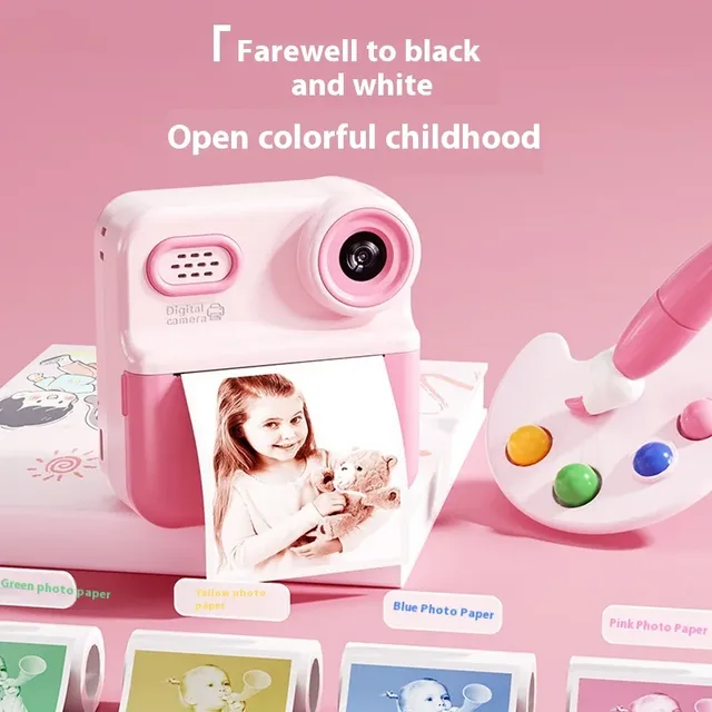P0Portable Mini Digital Camera For Kids Instant Outdoor Photo Printing Thermal Paper Colorful Toy Thermal Paper Instant Printing