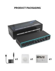 อินเทอร์เฟซเสียงแบบ USB สำหรับพีซี 4 ช่องสัญญาณ สำหรับงานดนตรี ไลฟ์ สตูดิโอ อุปกรณ์บันทึกเสียงระดับมืออาชีพ ซาวด์การ์ด อินเทอร์เฟซเสียง - Product Image 4