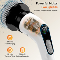 Nettoyeur électrique rotatif 3000mAh avec 2e vitesse 280/360r/min 7 en 1 Multifonction Brosse électrique 30W pour le lavage des sols Nettoyage de la salle de bain