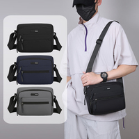 Sac à bandoulière multi-zippé en nylon imperméable pour homme avec logo personnalisé - Style bandoulière pour le sport et les voyages en plein air