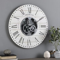 Jam Dinding Analog Quartz Minimalis Vintage Kayu MDF Besar Dekorasi Rumah SWT