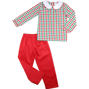 Nouveautés Frères et Sœurs Assortis Plaid Noël Enfants Tenues Barboteuse Col Claudine Coton Personnalisé Petits Garçons Tenues - Product Image 6