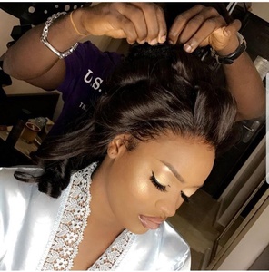 Trinh nữ Brazil tóc con người bó với ren đóng cửa lụa đóng cửa cơ thể sóng mô hình handmade dệt đóng cửa phong cách - Product Image 4