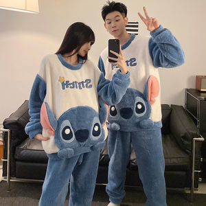 Winter Couple Cartoon Cute <strong>Pyjamas</strong> <strong>Men</strong> and Women <strong>Flannel</strong> Sleepwear Sets Plush Thickened Warm Suit - Product Image 3