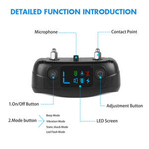 हॉट सेल रिचार्जेबल वाटरप्रूफ एंटी-डॉग छाल कंपन ध्वनि इलेक्ट्रिक-शॉक स्मार्ट प्रशिक्षण उपकरण कुत्ते कॉलर - Product Image 5