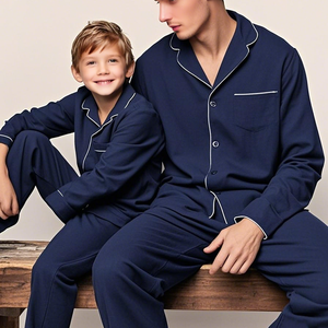 Ensemble de <span class=keywords><strong>pyjama</strong></span> pour enfants en bambou passepoilé imprimé personnalisé vêtements de nuit d'automne à manches longues décontractés pour garçons - Product Image 3