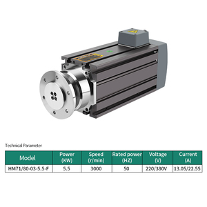 Motor de Husillo de 5.5KW y 3000 RPM de Alto Torque, Refrigerado por Agua, con Carcasa de Aluminio, Montaje de Brida y Conexión por Acoplamiento para Metal - Product Image 3