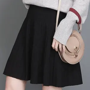 Minifalda de punto para mujer, Falda plisada de cintura alta, elegante, fabricante, novedad
