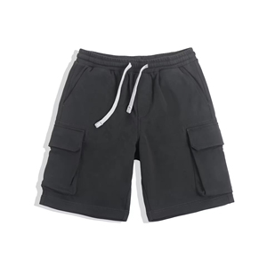 Vente en gros de shorts cargo solides pour hommes taille élastique respirant séchage rapide longueur au genou décontracté coton tissu éponge français shorts de survêtement - Product Image 2