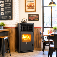 Poêle à granulés de bois intelligent WiFi 2026 à double mode avec fonction de cuisson pour café et restaurant