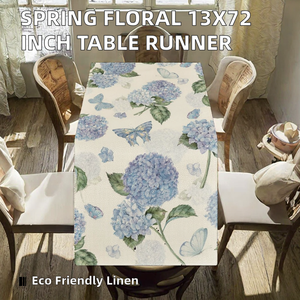 Chemin de table en lin à motif de dessin animé printanier 13x72 pouces, motif marguerite et tulipe multicolore, écologique et durable pour la décoration de la maison et de mariage - Product Image 2