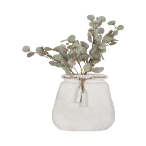 Vaso per Fiori in Ceramica Largo con Dettagli in Juta per Arredamento Soggiorno e Casa - Product Image 2