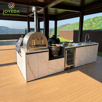 Cuisine extérieure JOYEDA, unité complète résistante aux intempéries, barbecue au gaz intégré, évier, réfrigérateur pour jardin, sur mesure