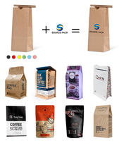 Eco Friendly Kraft Flat Bottom Paper Custom Printed Packing Biodegradable Compostable Bean Valve Packaging Coffee Bag
