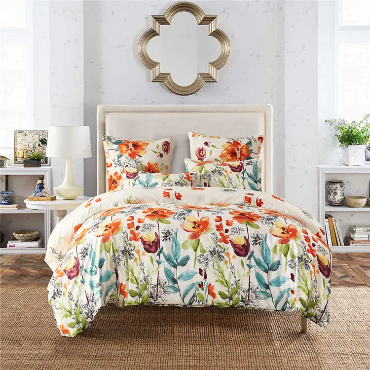 Alta Qualidade Nordic Extravagante Plantas 3 Peças de Poliéster Brilhante Digital Impressa Duvet Conjunto De Cama