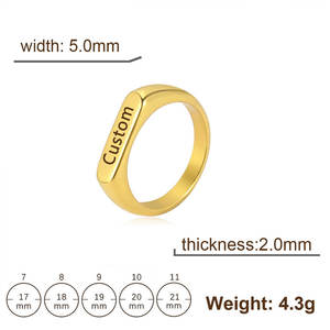 Anillos Resistentes al Agua y al Deslustre, Chapados en Oro PVD de 14k y 18k, Anillos Personalizados de Acero Inoxidable 316L con Logotipo para Hombre y Mujer - Product Image 5