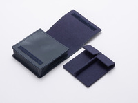Boîte à bijoux et pochette à boucles d'oreilles à couvercle rabattable en PU, intérieur en similicuir, logo personnalisé