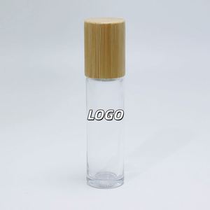 Frosted Glass Essence <b>Oil</b> <b>Bottle</b> 5ml 10ml Round Bamboo Cap Roll-on Seal for Cream Water Perfume Serum Skin Care - Product Image 1