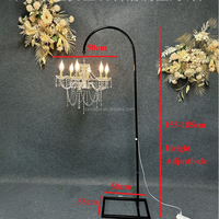 Accessoires de mariage, lustre en cristal acrylique avec support en métal noir, lustre pour allée de scène en plomb pour fête de mariage