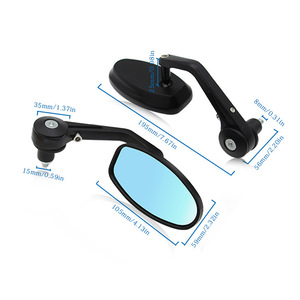 Rétroviseurs de guidon de moto en alliage d'aluminium, miroir bleu en verre, style rétro, 18cm, pour mise à niveau - Product Image 4