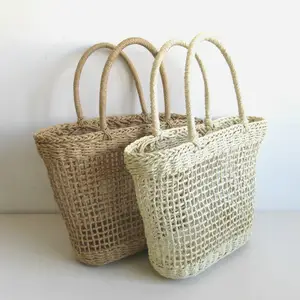 Wholesale good quality eco woven handbag summer straw tote beach bags