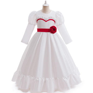 Dress kostum Cosplay Annabelle, pakaian anak perempuan, gaun putih, pakaian Halloween menakutkan, gaun pengantin horor, Annabelle - Product Image 6