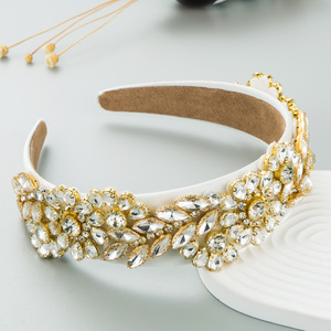 Serre-tête de luxe en diamant pour femme, accessoire de cheveux baroque, orné de strass et de fleurs en cristal, vente en gros - Product Image 2