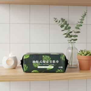 Serviettes jetables en coton doux Meijiji, 60 feuilles, stériles, sèches et humides, écologiques, biodégradables, haute absorption, pour le nettoyage du visage - Product Image 1