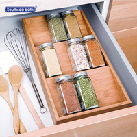 Porte-épices en bambou de style moderne, organisateur de cuisine de comptoir, présentoir debout multifonctionnel à trois niveaux pour le nettoyage de la vaisselle
