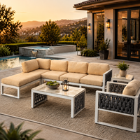 Ensemble de canapés modulaires de luxe pour l'extérieur, résistant aux intempéries, pour jardin et terrasse, avec chaise longue