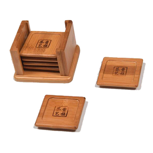 Posavasos cuadrado redondo de <span class=keywords><strong>madera</strong></span> de bambú, no tóxico, alta calidad, con soporte - Product Image 3