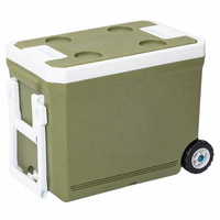 Glacière isotherme à roulettes 35L, entièrement en mousse PU, portable, pour le camping, les activités de plein air et l'usage commercial
