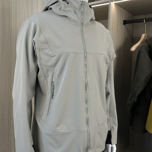Custom Logo Luxury <strong>Man</strong> <strong>Black</strong> Jacket Waterproof Soft Shell <strong>Windbreaker</strong> with Hood for Outdoor Sports <strong>Black</strong> Zip-up Design - Product Image 2